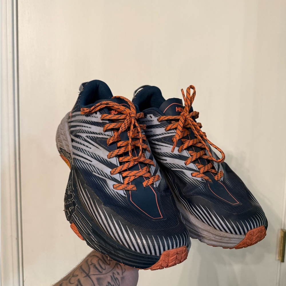Hoka One One Men's Blue and Orange Athletic Shoes